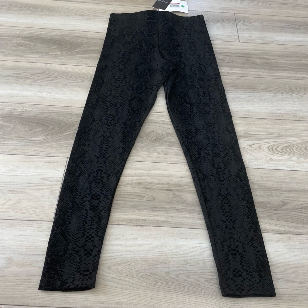 NWT David Lerner Womens Black Velvet Snake Print Textured Leggings Size Large - Picture 6 of 9
